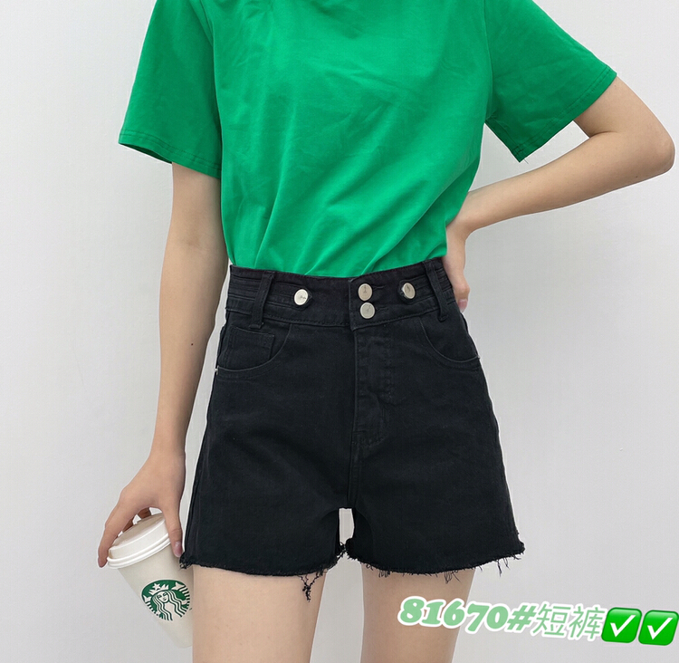 [u.u] high waist versatile skinny denim shorts 81670# Cl
