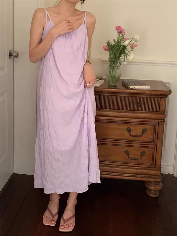 [purple potato home] simple and slim lace up suspender dress 6882# HBx