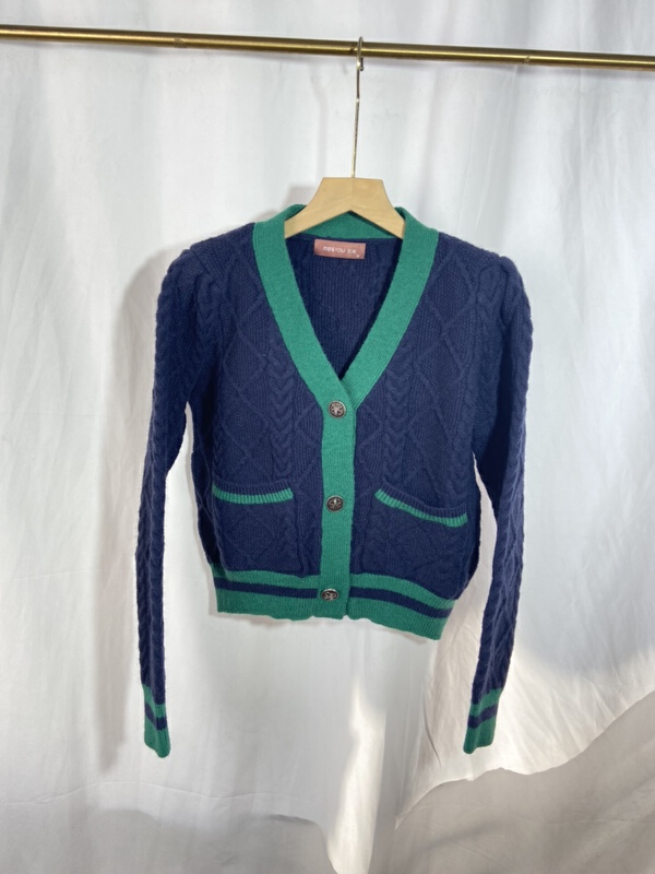 New in early summer! [yspy store] color blocked loose casual knitted cardigan ys1-744# Cl