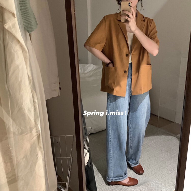 [Imiss] Korean textured cotton linen short sleeved suit cx3295# LSW