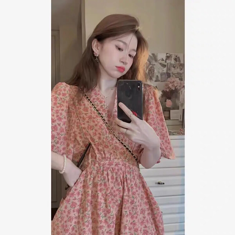 New in early summer! [jun.t] French gentle pink floral dress 5817# PCZ