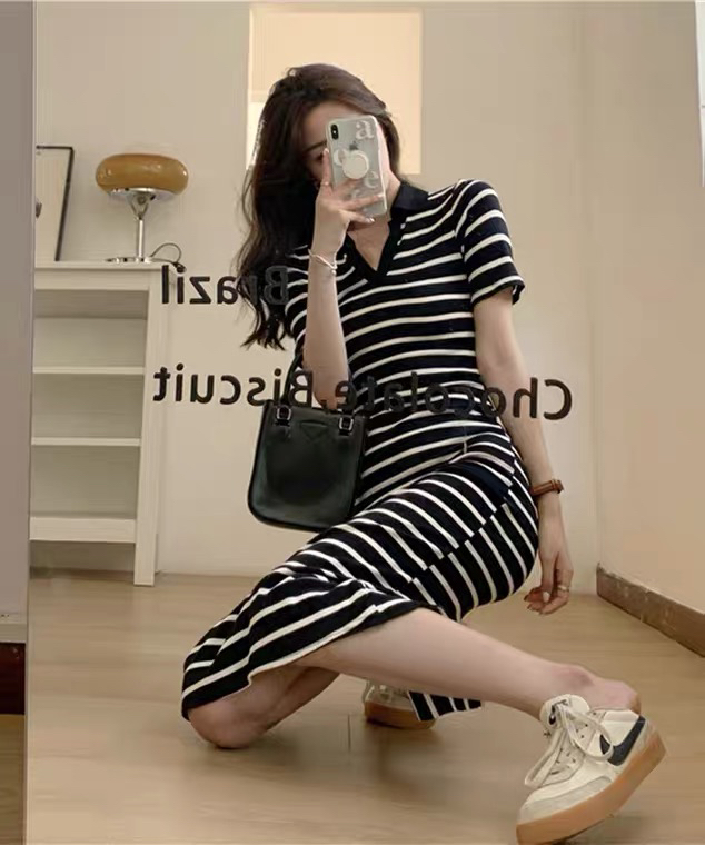 [L.L studio] Korean slim stripe dress 7521# PCZ