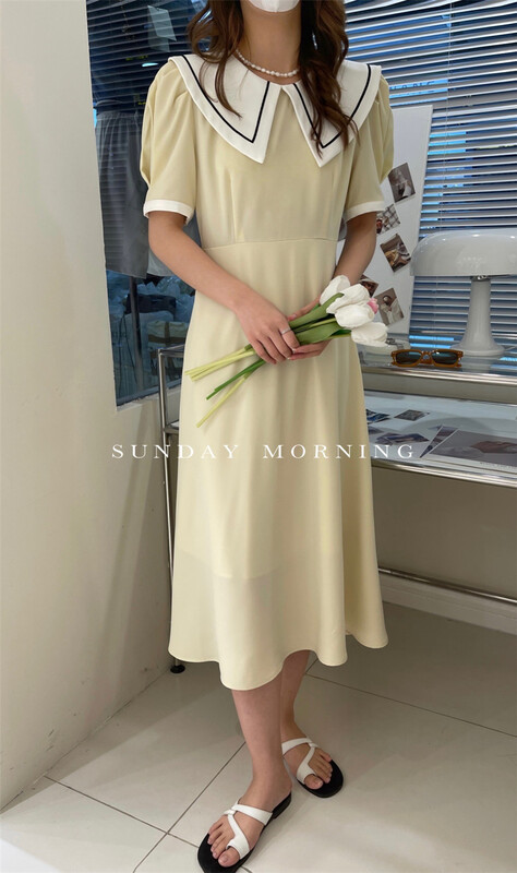[Sunday morning] French Style Bubble Sleeve Dress ys1-9106# zjy