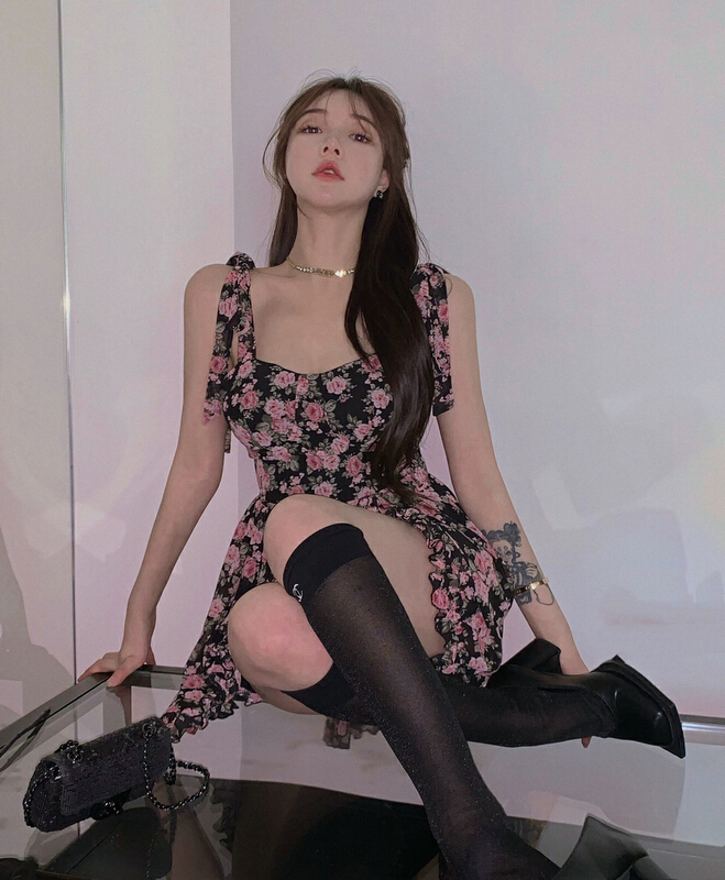 [CTH] Japanese sweet and spicy world rich flower broken flower bow dress 8839# cqw