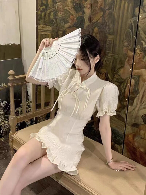 [little woman] short sleeved slim dress 22180# PCZ