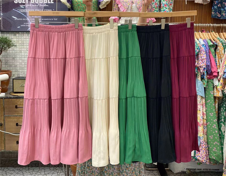 [N21] fashion versatile elastic waist A-line skirt 9025# WPL