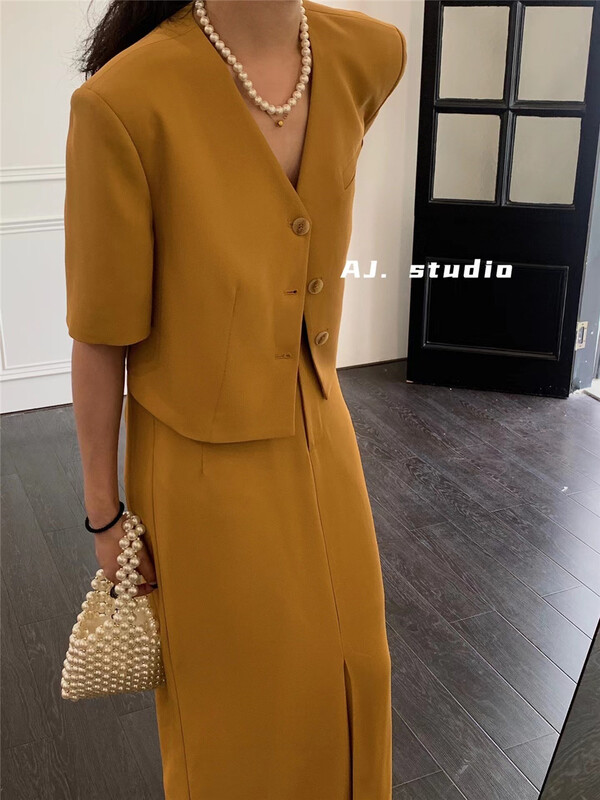 [AJ. Studio] V-neck single breasted fashion Korean suit 9187# ll