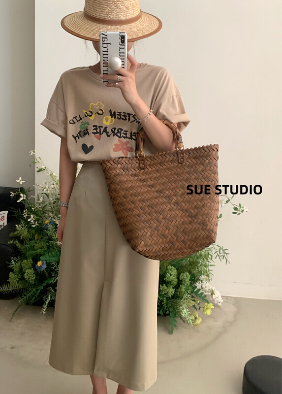 New in early summer! [Sue studio] Korean print loose short sleeve T-shirt n99030# zjy