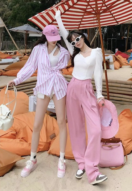 goods in stock! New year in early spring! [savage] Korean elastic waist straight casual pants e6056# WPL