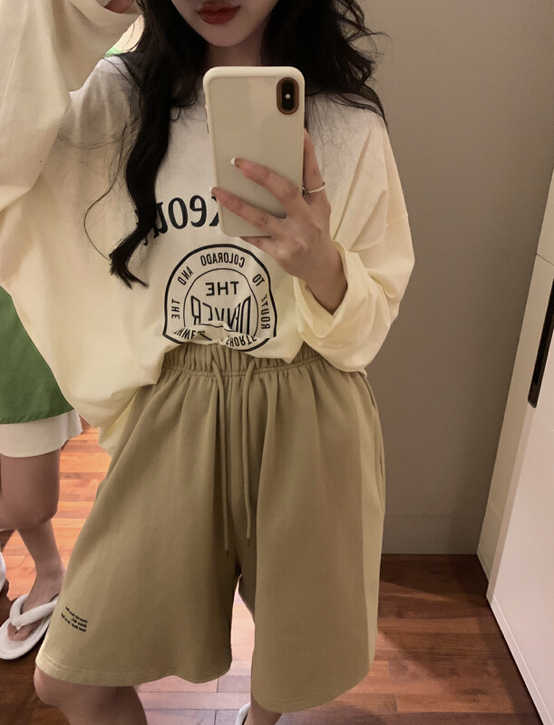 [11An] letter printed loose casual shorts a6573# LSL