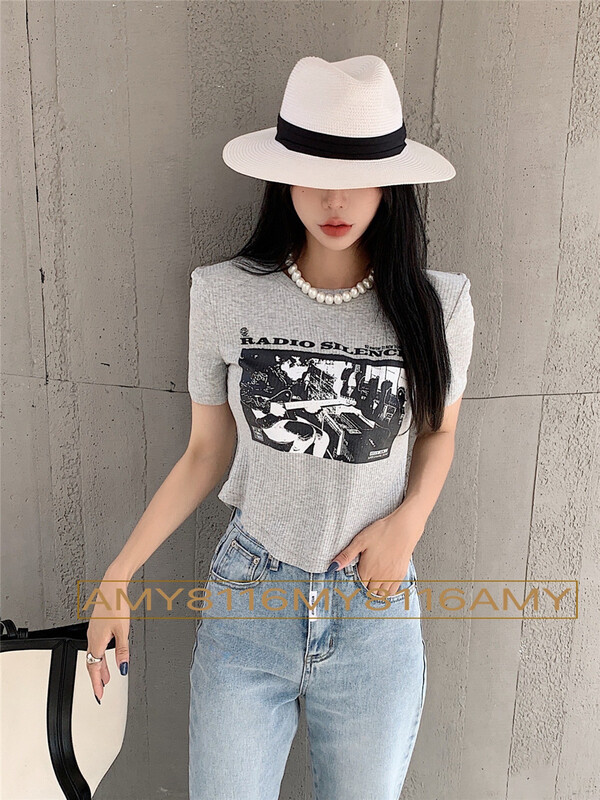[Amy] Korean street character short sleeved T-shirt ys1-8116# WTT