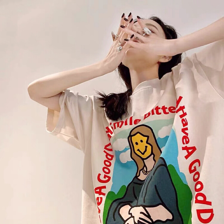 goods in stock! New in early summer! [Dai Dai] funny girl print short sleeve T-shirt (without matching) 4514# L