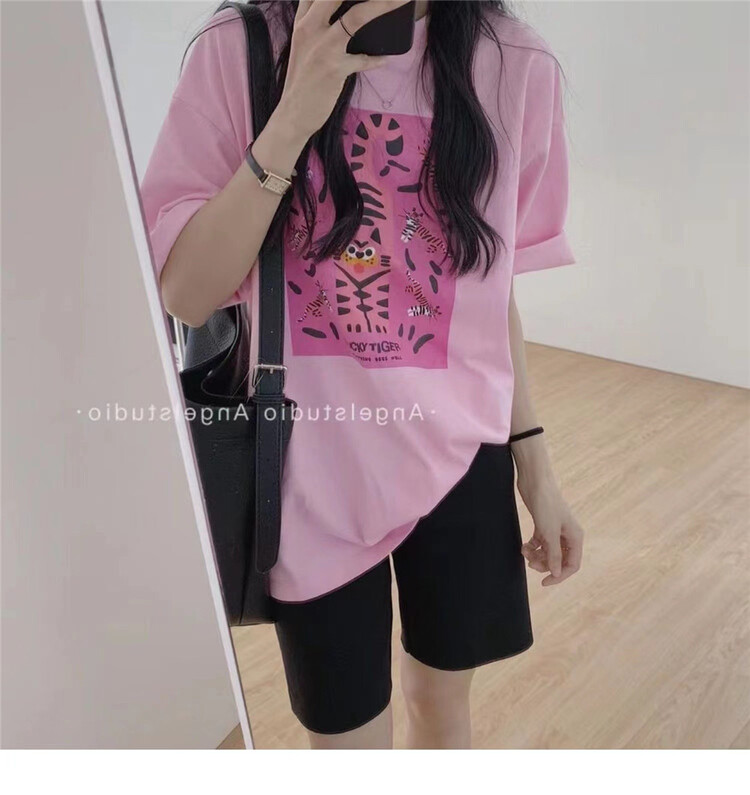 [Hello] loose round neck Tiger Print short sleeve T-shirt 8812# XYY
