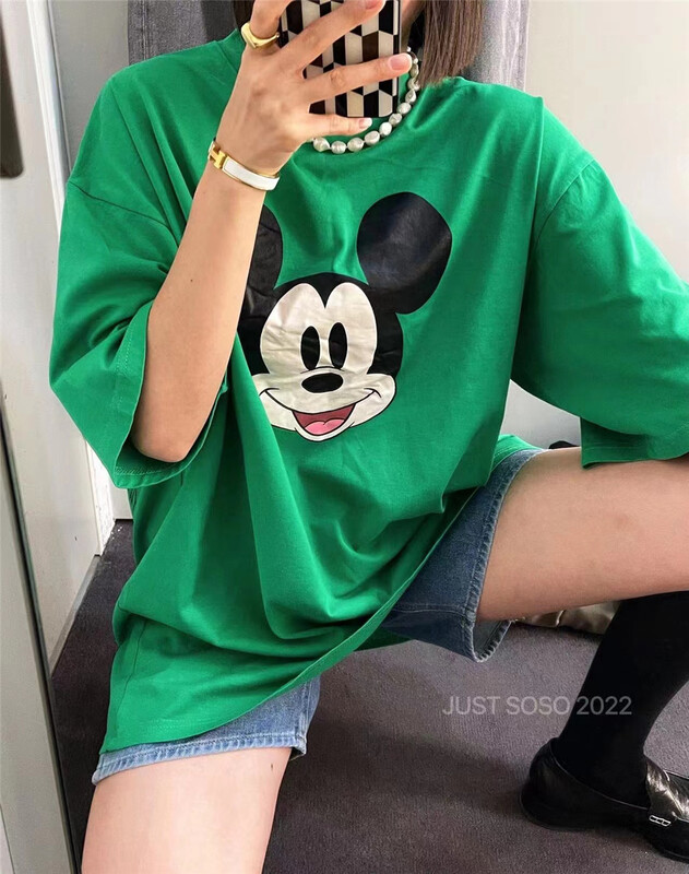 New in early summer! [just soso] niche design Mickey Mouse versatile short sleeve T-shirt 6940# CLS