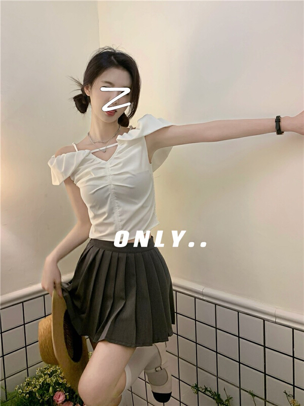 [only] line shoulder bubble sleeve slim shirt 01857# JJ