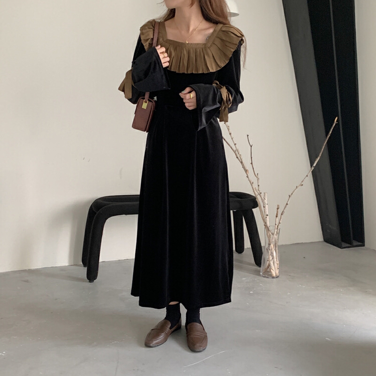 New year in early spring! [timely rain] Korean style French retro style Pleated Dress a317# YYW