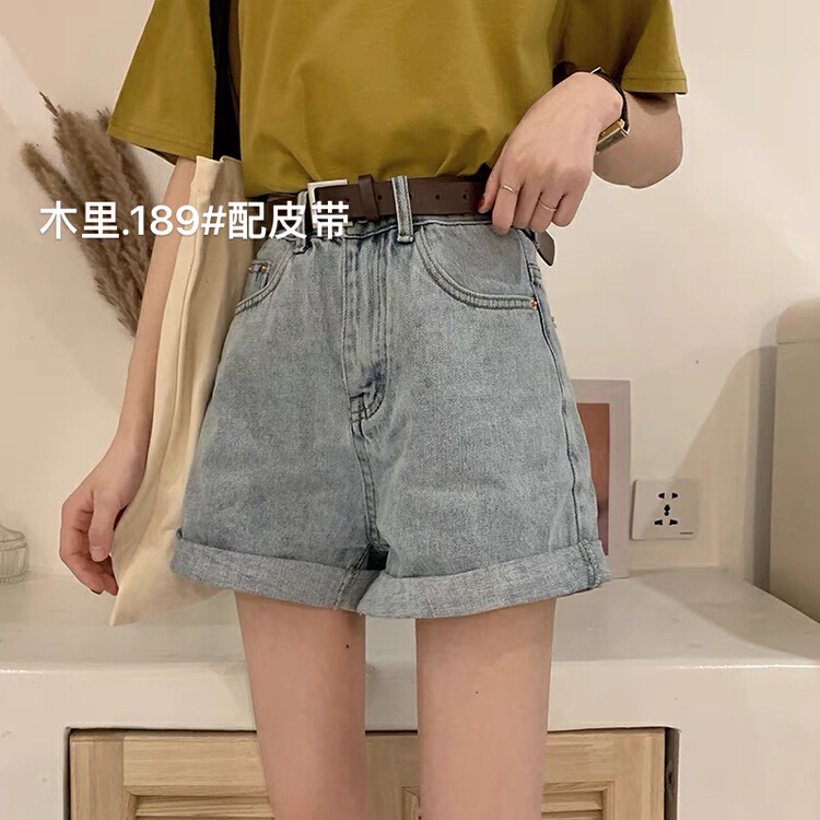 [jiajiatmmt Muli] Korean slim and versatile denim shorts (with belt) 189# L