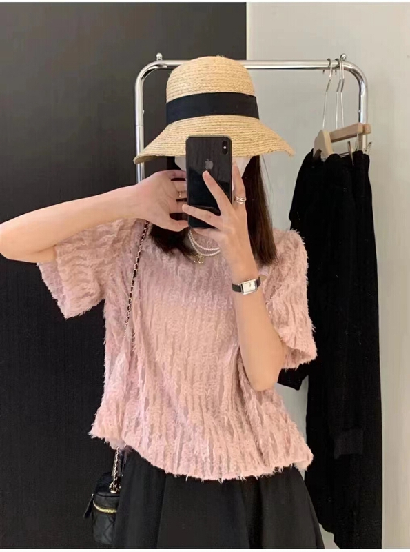 goods in stock! New in early summer! [Sicily] round neck simple craft shirt 9020# XJ