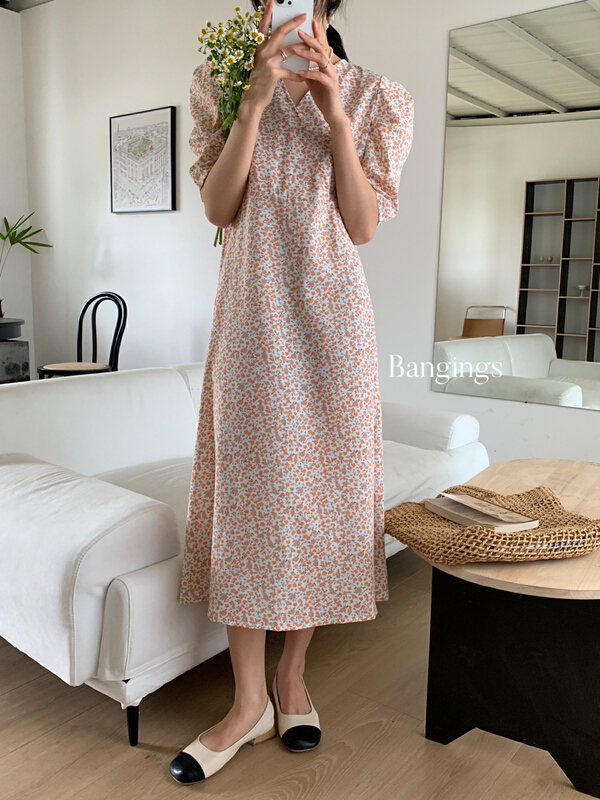 New in early summer! [bangings] French style lady floral dress 21slj0061# CLS