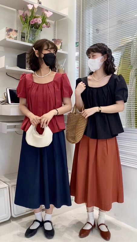 New in early summer! [c.hfeiyang] Korean version simple square neck shirt 6766# HBx