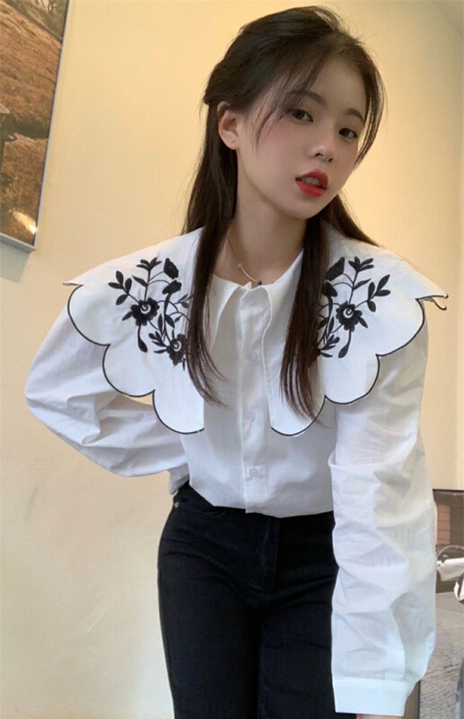 New year in early spring! [LML] Korean style sweet temperament big Lapel shirt (only shirts) 1632# ozq