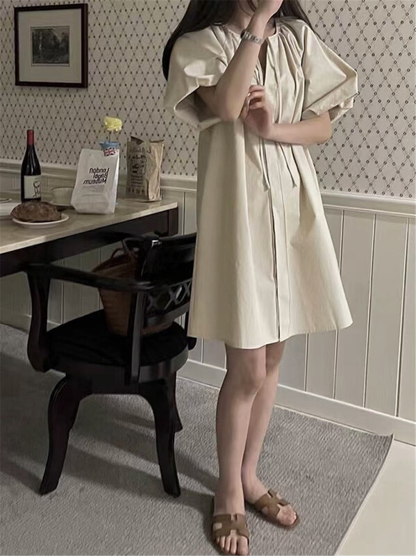[ohhhh] Korean French Style Lantern Sleeve Dress 1397# CLS