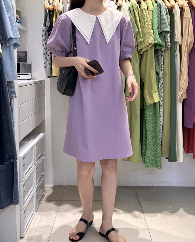 New in early summer! [we are] contrast color pointed collar loose dress 10110# zjy