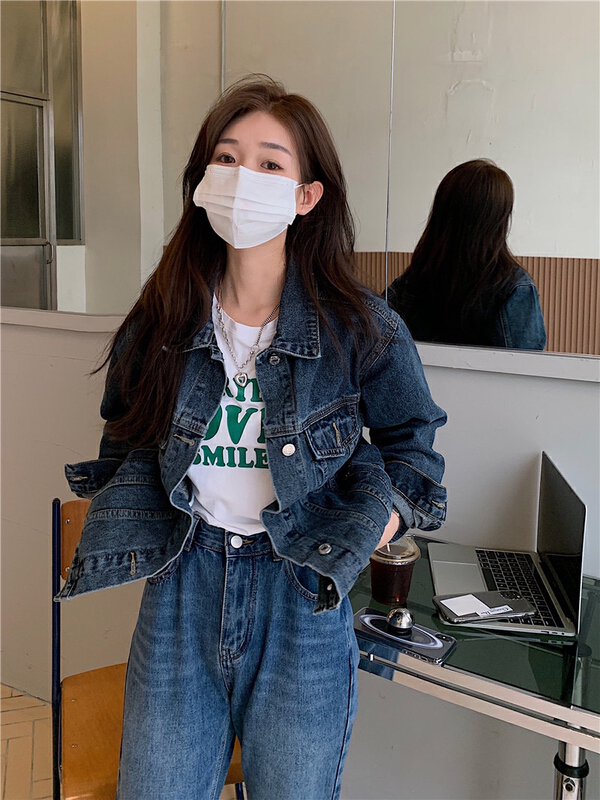 New year in early spring! [timely rain] Han Feng ins Vintage Blue versatile denim coat ys1-56552# YYW