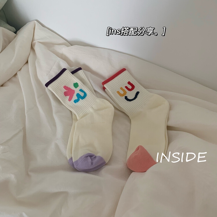 [inside] ins Korean version simple and versatile sweet smiling face socks n2298# zxl