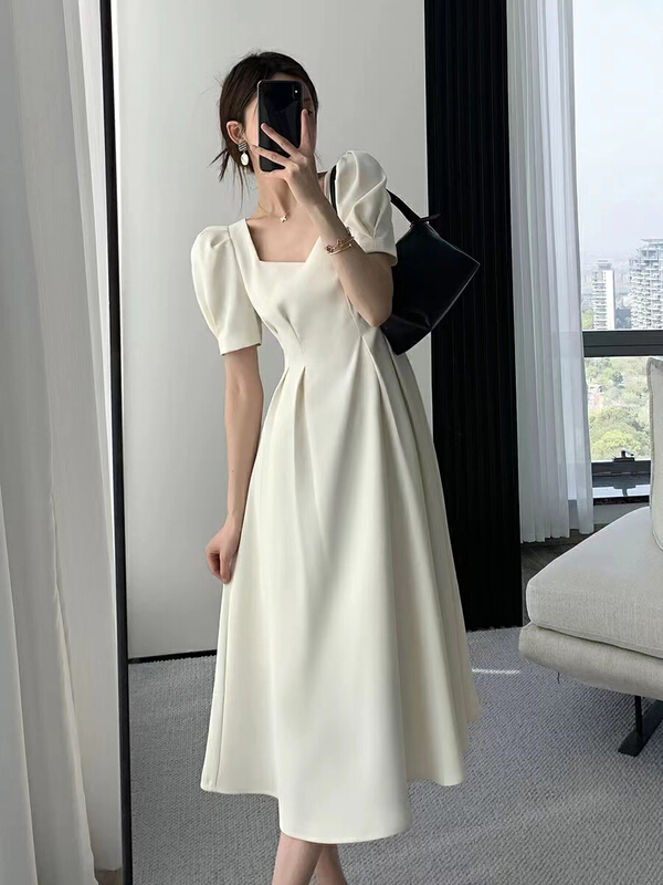 [S. small age] bubble sleeve elegant dress 6671# hjy