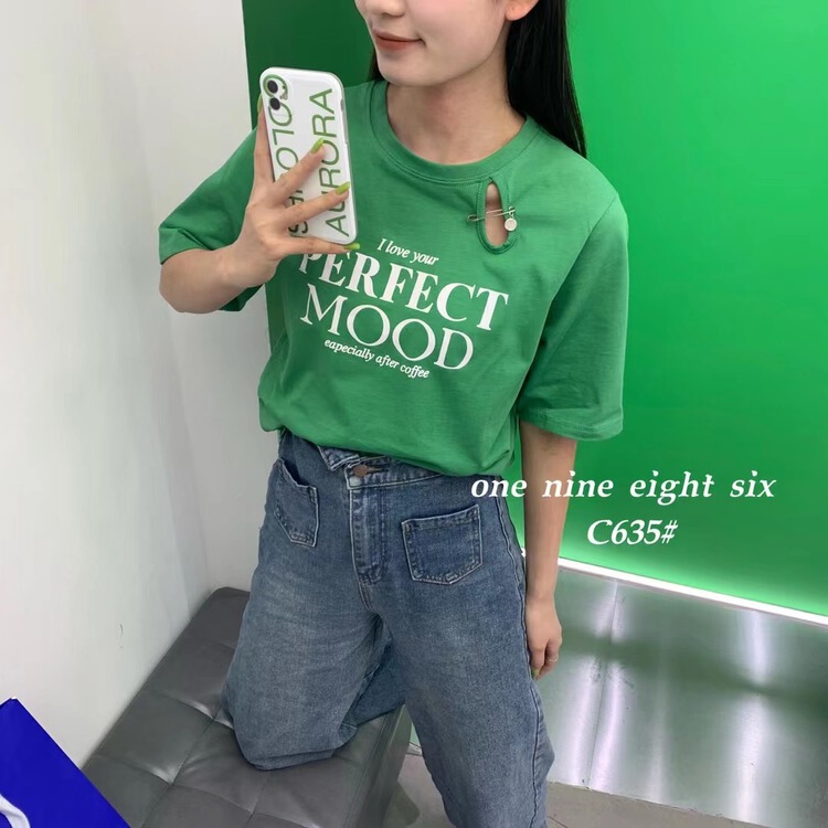 Casual [1986] loose letter printed short sleeve T-shirt 635# XYY