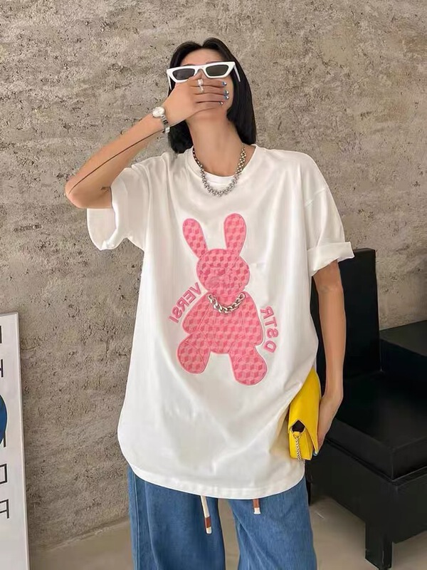 New year in early spring! [wlady] rabbit embroidery Pullover short sleeve T-shirt ys1-178# WTT