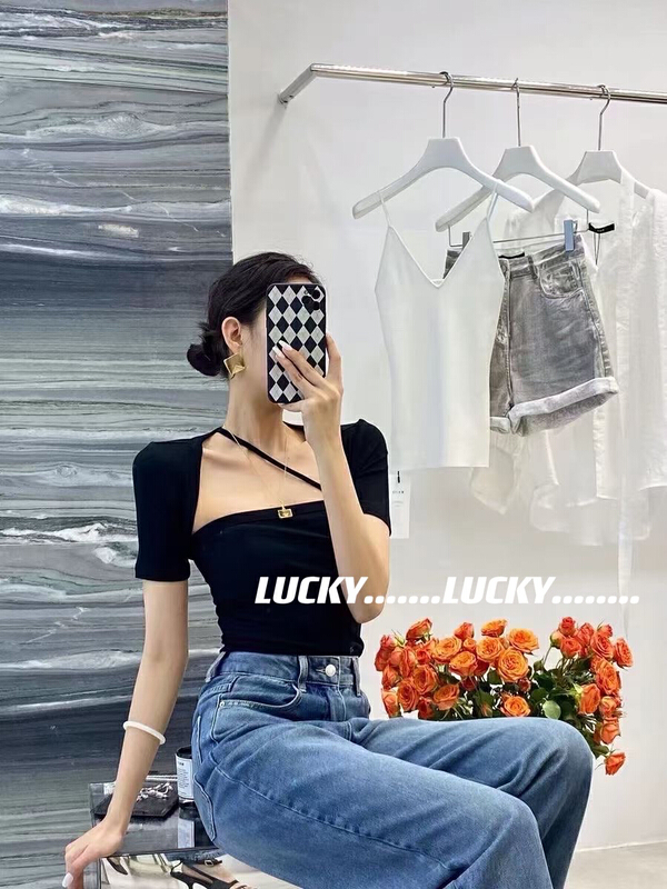 New in early summer! [lucky] bra shawl fake two-piece thread blouse 8677# zxx
