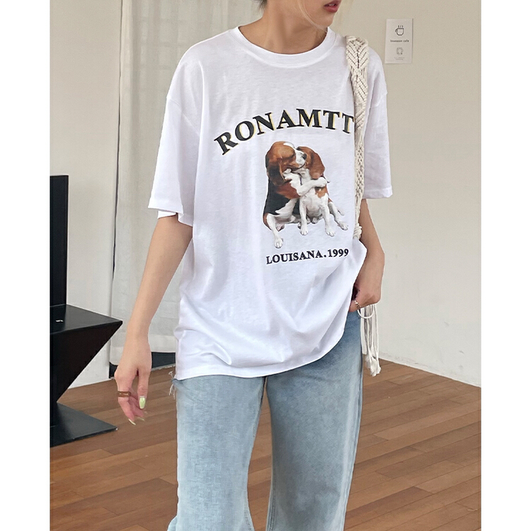 [FabI] simple cartoon printed short sleeve T-shirt 3484# XYJ