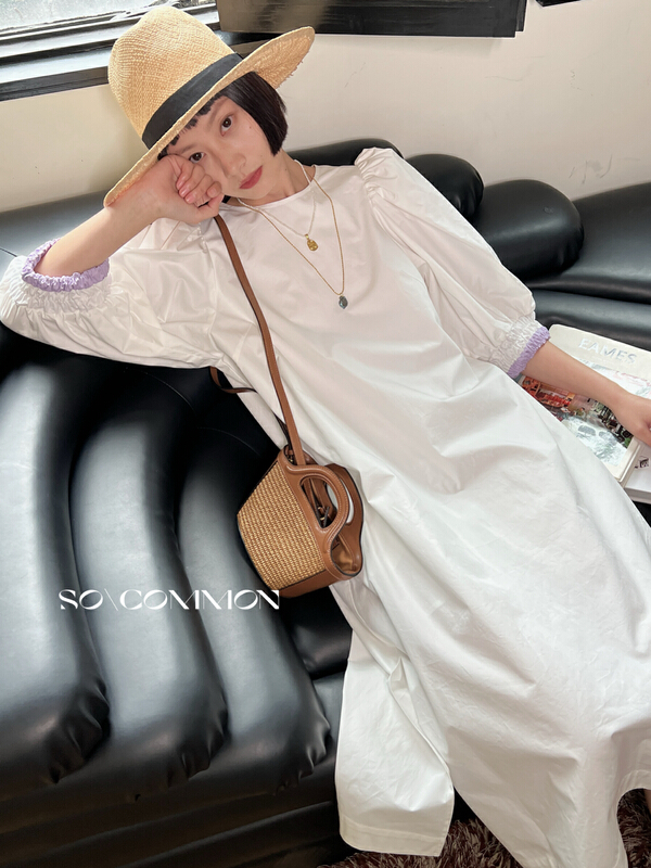 Original price 122.95! [so common] Korean style bubble sleeve loose dress 62160# XYJ