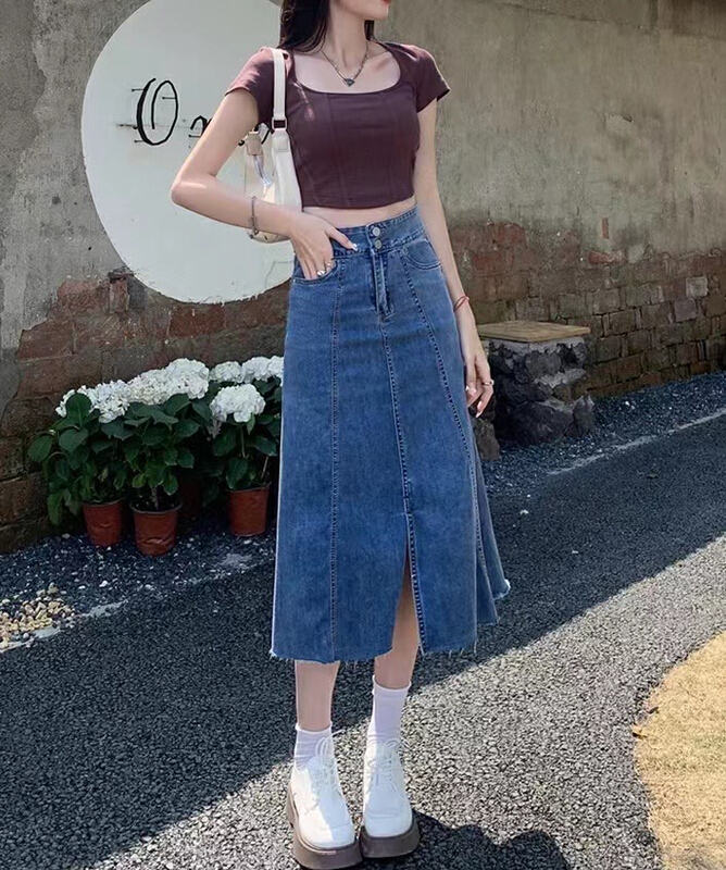 [JFT] Korean front slit slim skirt j8209# CLS