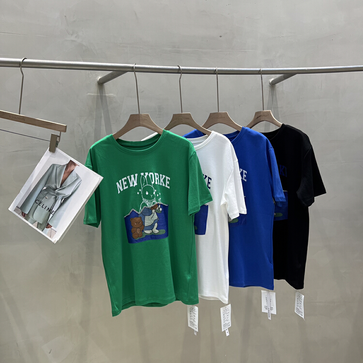 [o.shazidian] Korean cartoon Bunny printed short sleeve T-shirt 88015# CSX