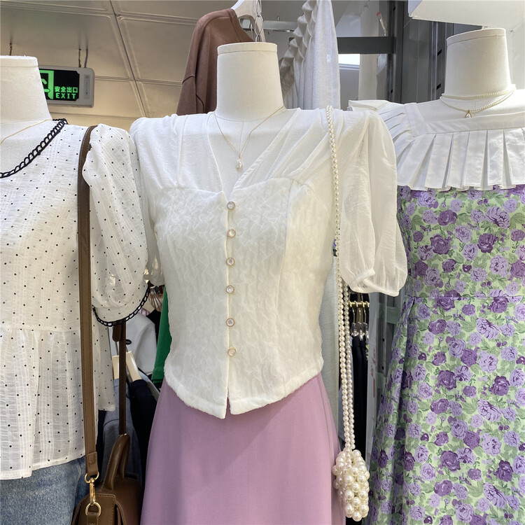 New in early summer! [December] Korean lady V-neck short shirt ys1-920# hjy