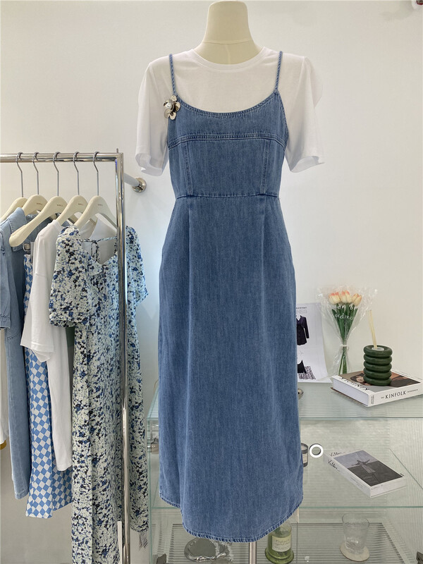New in early summer! [naimier] sling simple and comfortable age reducing dress (with short sleeved T-shirt) (decoration can not be removed) 2052# LSW