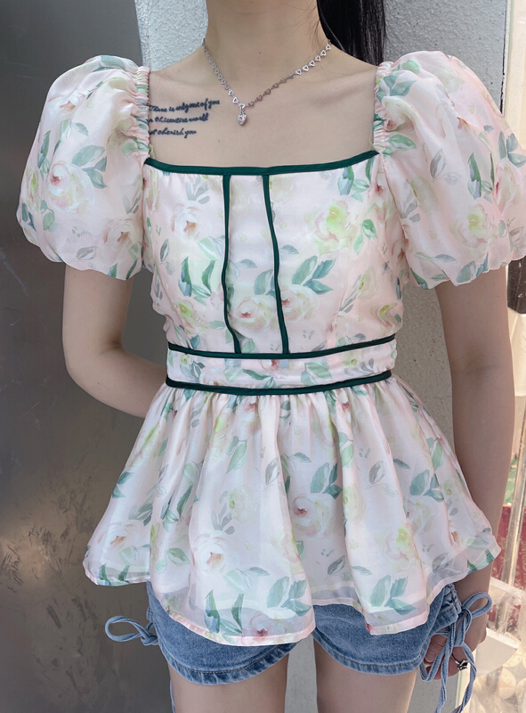 [mi2] Fangling age reducing floral blouse b6261# JJ