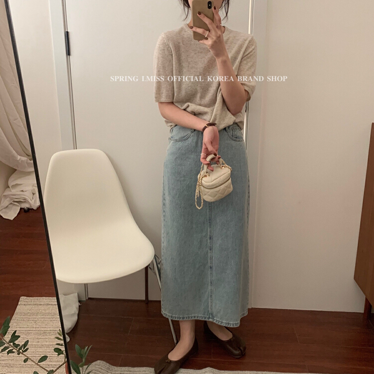 New year in early spring! [Imiss] versatile light medium length denim skirt cx7922# LSW