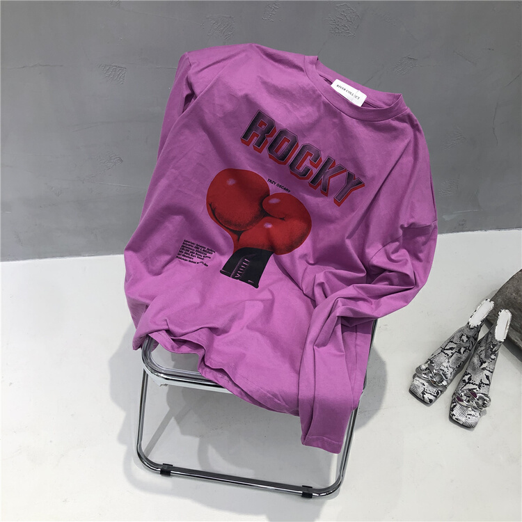 goods in stock! New year in early spring! [material reaction] Korean round neck printed boxing sweater j230-2215# CSX