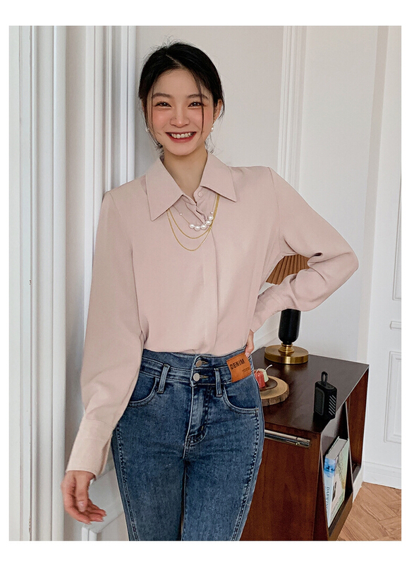 New year in early spring! [Hanna Hanna] elegant and versatile shirt (with necklace) 8006# XJ