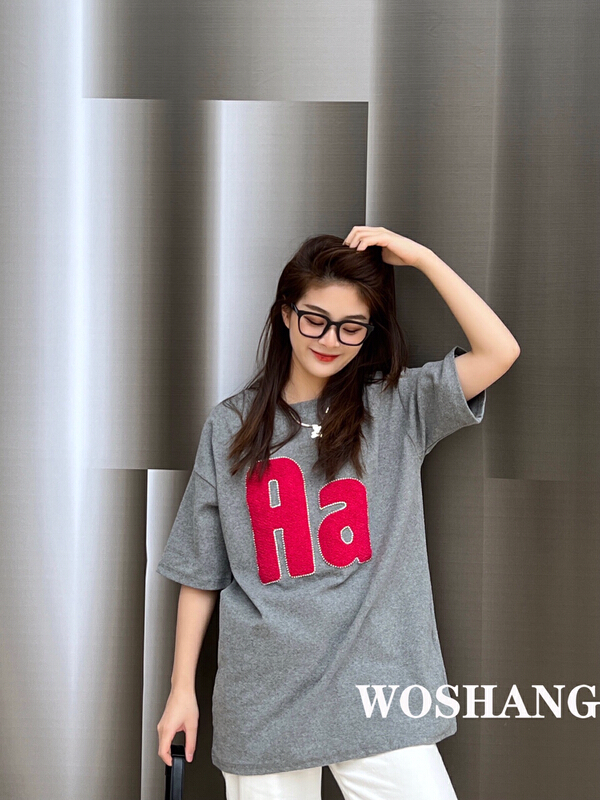 New year in early spring! [woshang woshang] Korean alphabet printed short sleeve T-shirt 1067# XYJ