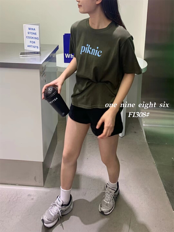 [1986] Korean loose letter short sleeve T-shirt 1308# XYY