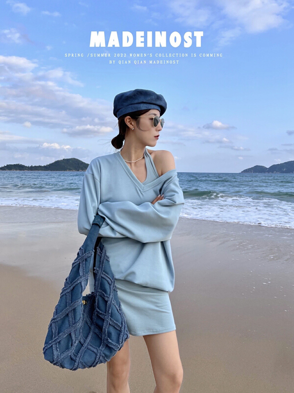 New year in early spring! [OSHA madeinost] various wearing methods, pullover, loose sweater + slim fit vest skirt suit (with vest skirt) 86121# ll