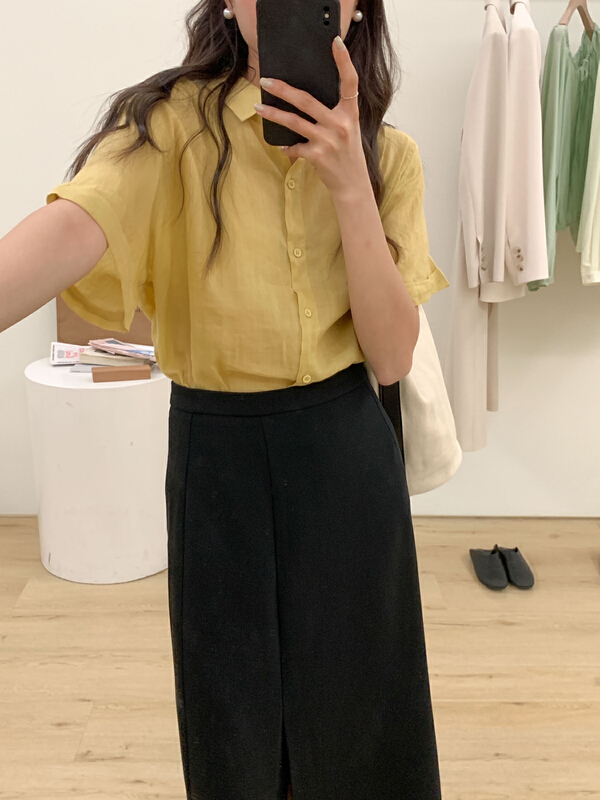 New in early summer! [Tn] Korean style retro versatile simple shirt 2297# cqw