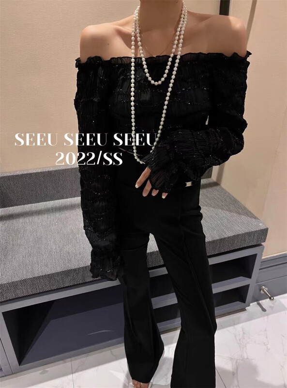 [seeu] slim shirt with straight shoulder 22140# XYJ