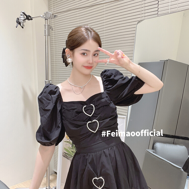 New in early summer! [Feimao Philippine cat] bubble sleeve fashion blouse + lady skirt suit ym-7510# LSL
