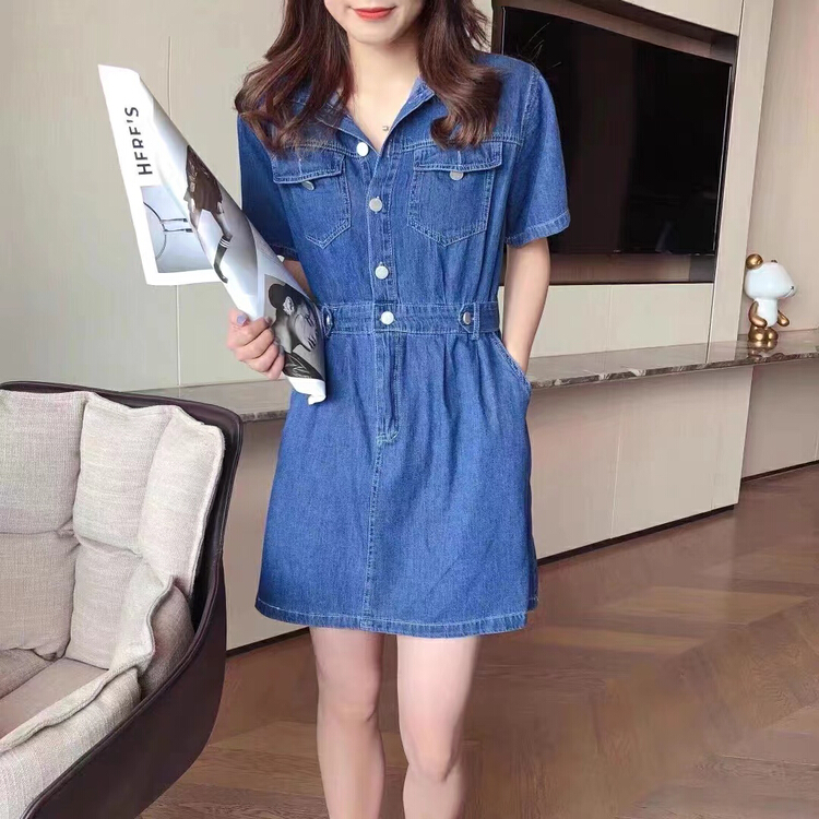 [M +] Korean casual slim denim dress 75277# CLS